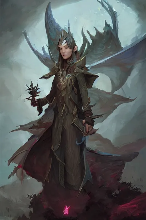 Image similar to portrait elven teenage boy mage long black hair dragon egg digital painting modern fantasy concept art by peter mohrbacher by wlop by ruan jia