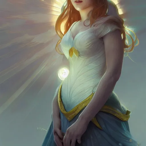 Image similar to aurora, child of light, highly detailed, digital painting, artstation, concept art, smooth, sharp focus, illustration, Unreal Engine 5, 8K, art by artgerm and greg rutkowski and alphonse mucha