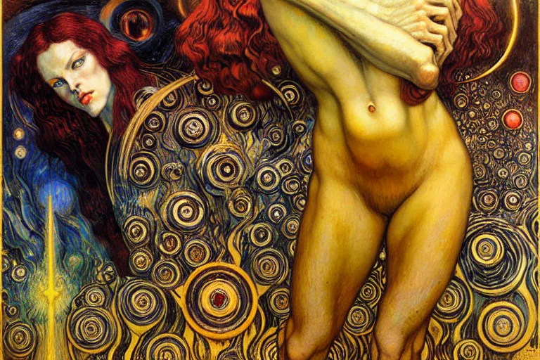 Image similar to Divine Chaos Engine by Karol Bak, Jean Delville, William Blake, Gustav Klimt, and Vincent Van Gogh, symbolist, visionary