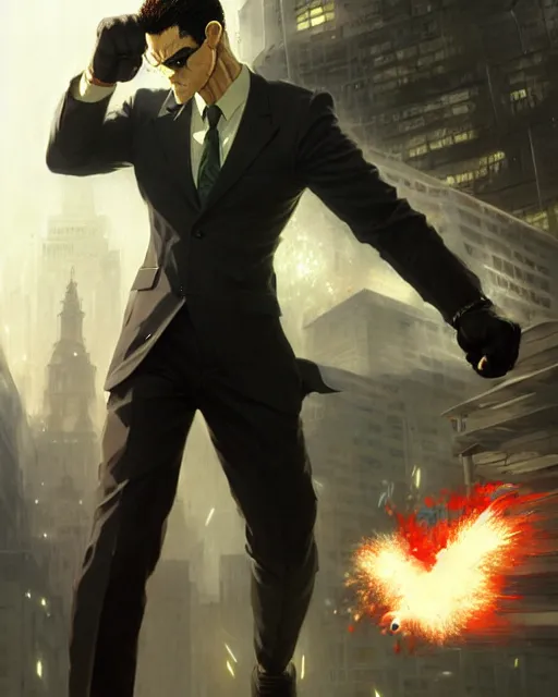 Prompt: gigachad luigi fighting like one punch man in a suit in the matrix, fantasy character portrait, ultra realistic, full body concept art, intricate details, highly detailed by greg rutkowski, ilya kuvshinov, gaston bussiere, craig mullins, simon bisley