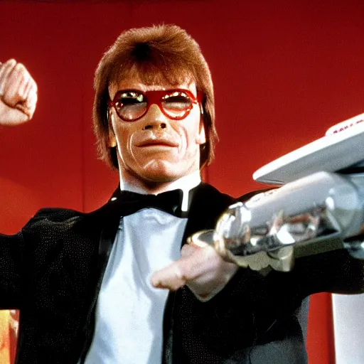 Image similar to arnold schwarzenegger as austin powers, movie still