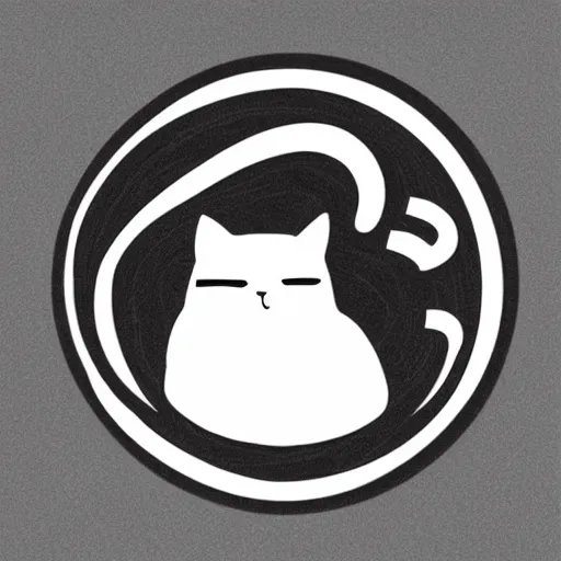 Image similar to logo with white cat portrait, glowing lines, glowing runes