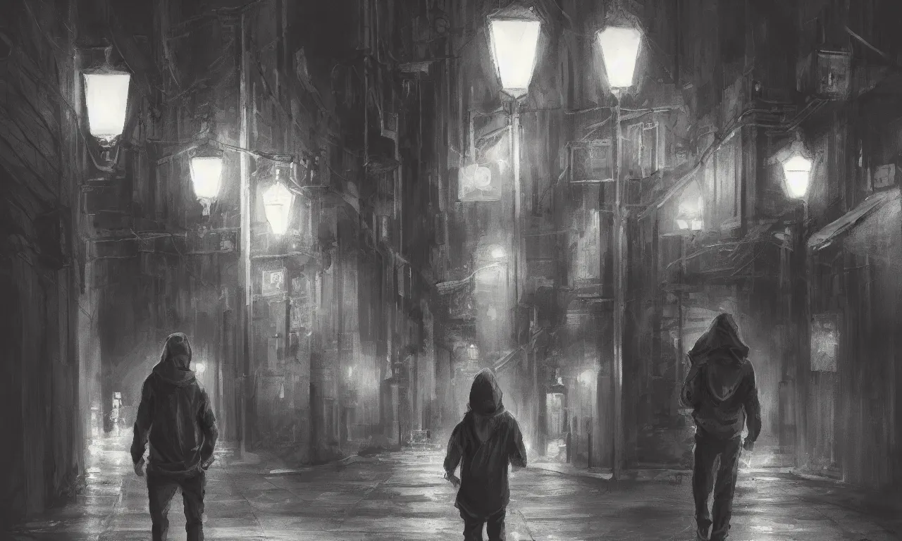 Image similar to a boy wearing a dark hoodie walking at the streets of Tokyo at night, concept art, digital painting, night lights, vending machines, aesthetic, trending on artstation, 8k, dramatic composition, intricate details, sharp focus