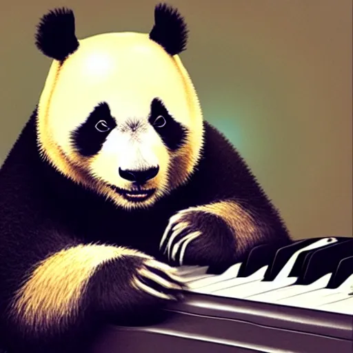 Image similar to “ a panda playing the piano ”