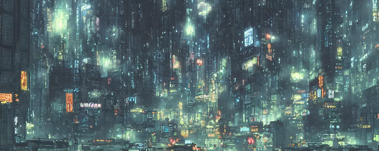 Image similar to blade runner city, pixel art. very detailed 1 6 bit