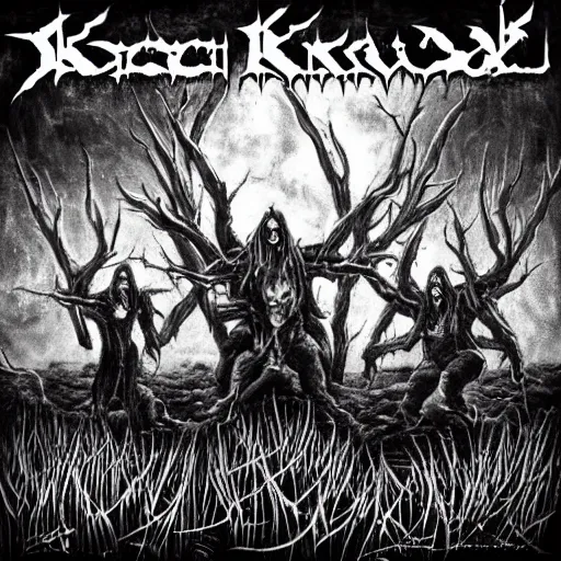 Prompt: black metal album cover for band skumlord