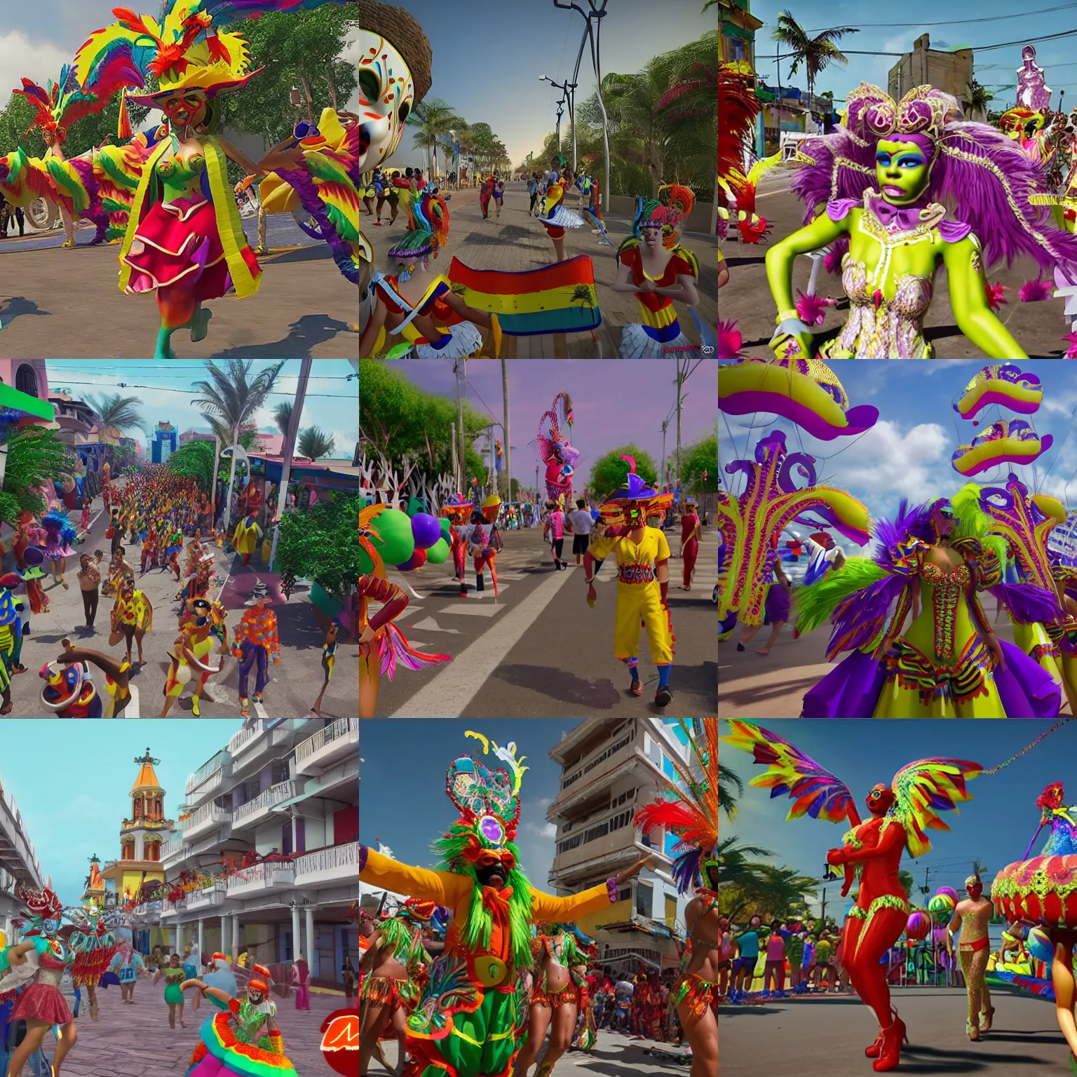 Prompt: carnaval de barranquilla, unreal engine