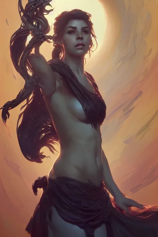 Image similar to beautiful sorceress, accurate anatomy, only two hands, highly detailed, digital painting, artstation, concept art, smooth, sharp focus, illustration, Unreal Engine 5, 8K, art by ross tran and greg rutkowski and alphonse Mucha and Frank Frazetta