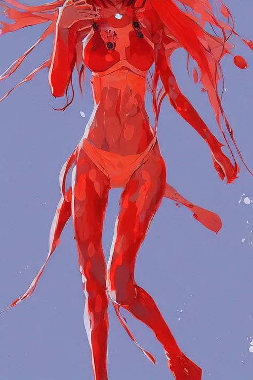 Image similar to a ultradetailed full body painting of asuka langley from evangelion, by conrad roset, greg rutkowski and ilya kuvshinov trending on artstation