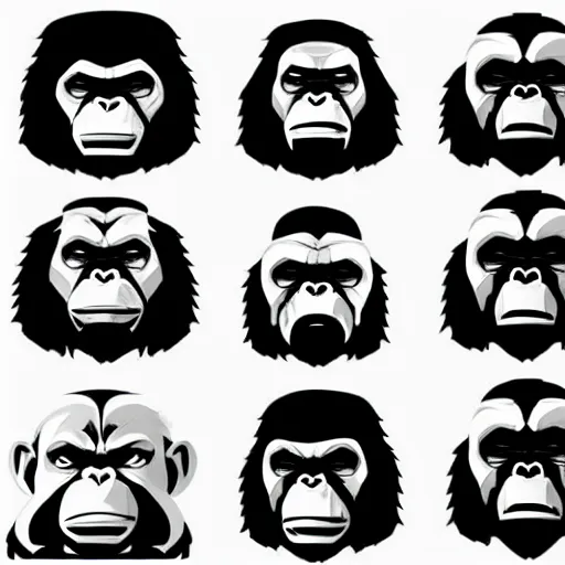 Prompt: face icon vector minimalist planet of the apes by artstation loftis cory fanart bechdel alison and davison craig