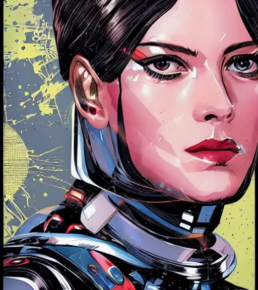 Image similar to portrait of a female android, by MARVEL comics and Sandra Chevrier