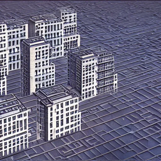 Prompt: year 2100 soviet cyberpunk buildings by Escher 8k hd hyperreality detailed architecture