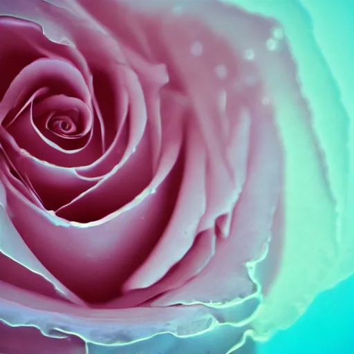 Image similar to rose underwater, award winning cyan and white photography, high contrast, high definition