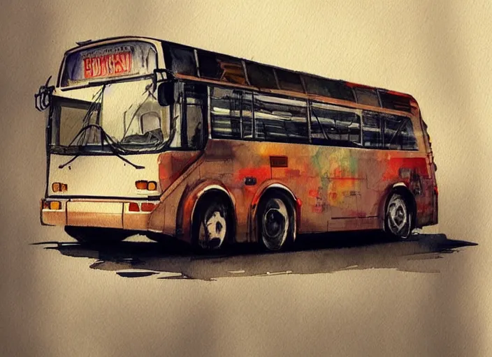 Image similar to concept art of a urban bus, pinterest, artstation trending, behance, watercolor, by coby whitmore, silver, laser light,