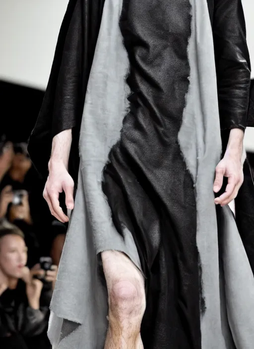 Image similar to hyperrealistic and heavy detailed rick owens avant garde runway show of batman, leica sl 2 5 0 mm, vivid color, high quality, high textured, real life