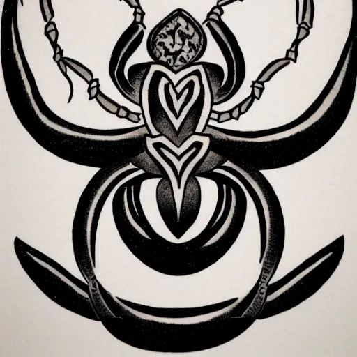 Image similar to traditional blackwork tattoo flash, tattoo design of a scorpion