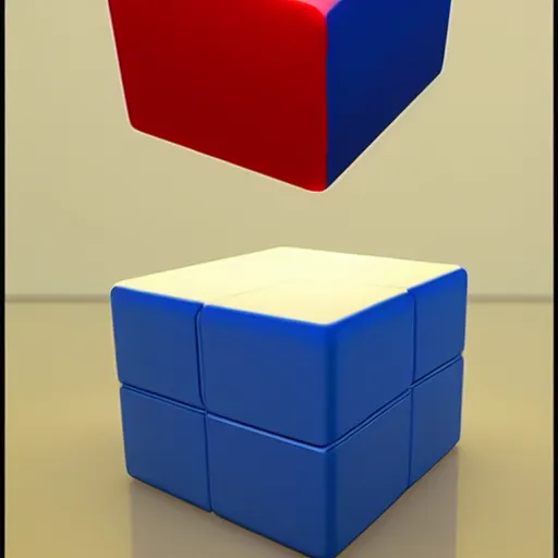 Image similar to red cube on top of blue cube, accurately matches the description, physically correct, logically correct, realistic, don't you dare lie to me