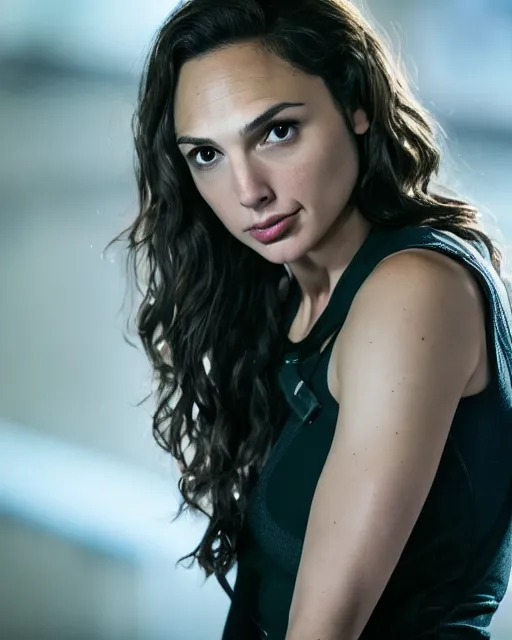 Prompt: Gal Gadot as Buffy Summers the the remake of Buffy the Vampire Slayer; promotional photo; bokeh, 90mm, f/1.4