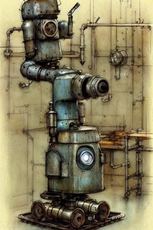 Image similar to ( ( ( ( ( 1 9 5 0 s robot factory interior. muted colors. ) ) ) ) ) by jean - baptiste monge!!!!!!!!!!!!!!!!!!!!!!!!!!!!!!