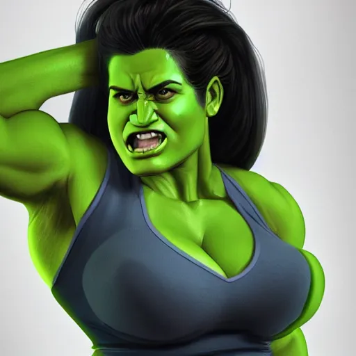 Prompt: hyperrealist portrait of she - hulk, photo realistic, dynamic lighting, artstation, poster, volumetric lighting, very detailed faces, 4 k, award winning