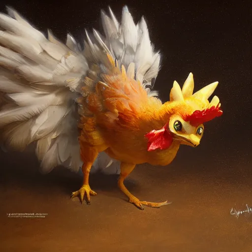 Prompt: expressive oil painting of ( ( ( rooster ) ) ) pikachu chimera, by jean - baptiste monge, octane render by yoshitaka amano, by greg rutkowski, by jeremyg lipkinng, by artgerm