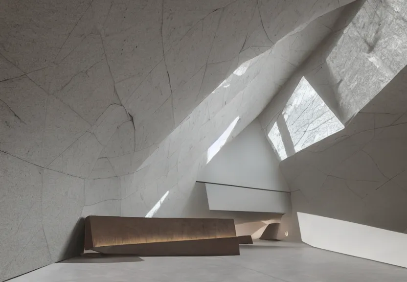 Image similar to a room in a museum for ai art sculptures invisible modern slate stone photo skylight architecture