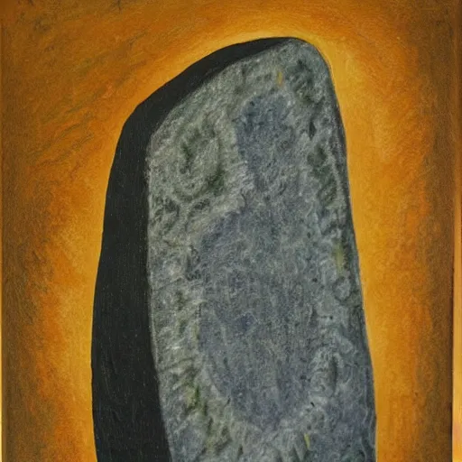 Image similar to runestone, nature, focused, centered, very detailed, oil painting