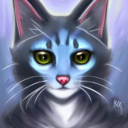 Prompt: Mau Oc redraw blue cat catperson digital digitalart digitalpainting ipad mau oc procreate daily deviation