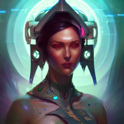 Image similar to a portrait of a beautiful cybernetic gypsy, cyberpunk concept art by pete mohrbacher and wlop and artgerm and josan gonzales, digital art, highly detailed, intricate, sci-fi, sharp focus, Trending on Artstation HQ, deviantart, unreal engine 5, 4K UHD image