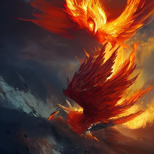 Image similar to rising phoenix, powerfull, flames, intricate, detailed, volumetric lighting, scenery, digital painting, highly detailed, artstation, sharp focus, illustration, concept art, ruan jia, steve mccurry