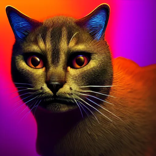 Prompt: Photorealistic demon cat. Hyperdetailed photorealism, 108 megapixels, amazing depth, glowing rich colors, powerful imagery, psychedelic Overtones, 3D finalrender, 3d shading, cinematic lighting, artstation concept art