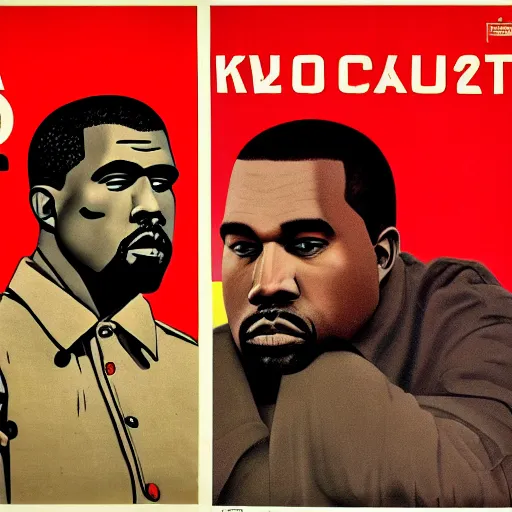 Prompt: a soviet equality propaganda poster of kanye west