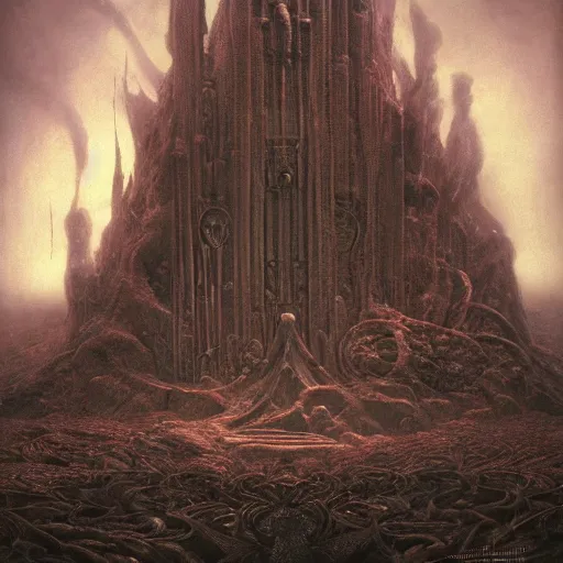 Image similar to the throne of severity, cold | highly detailed matte painting, hyperrealistic, very intrincate | cinematic lighting, award - winning | by rachel ruysch, giger, beksinski and bocklin | by austin osman spare and william blake, trending on artstation, cgsociety, official art, octane.