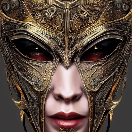 Image similar to Very very very very highly detailed epic photo of face with venetian mask, intricate, dystopian, sci-fi, extremely detailed, digital painting, artstation, concept art, smooth, sharp focus, illustration, intimidating lighting, incredible art by Artgerm and Anton Pieck