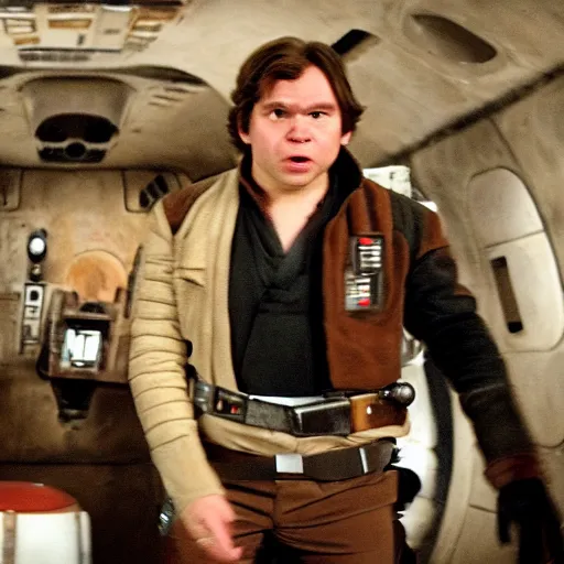 Prompt: Frank Reynolds as Han Solo in star wars, still, high quality