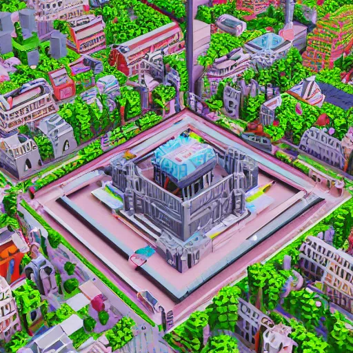 Image similar to isometric voxel art of paris