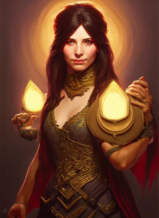 Prompt: a _ fantasy _ style _ portrait _ painting _ of female charismatic bard, rpg dnd oil _ painting _ unreal _ 5 _ daz. _ rpg _ portrait _ extremely _ detailed _ artgerm _ greg _ rutkowski _ greg