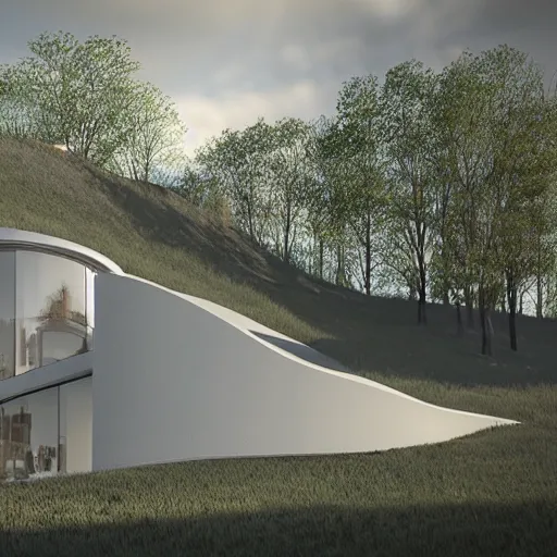 Image similar to dreamy architecture on a hill. photorealism. V-Ray