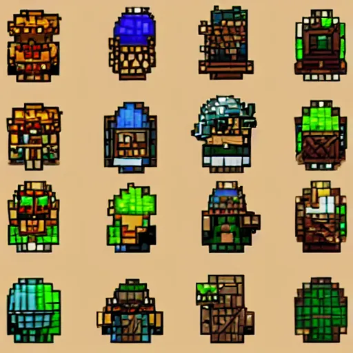 Image similar to set of 4 8 x 4 8 pixel wide fantasy icons for a roleplaying videogame