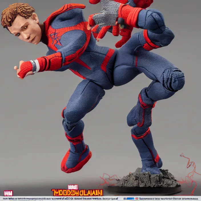 Prompt: detailed figure of tom holland, first 4 figures, detailed product photo