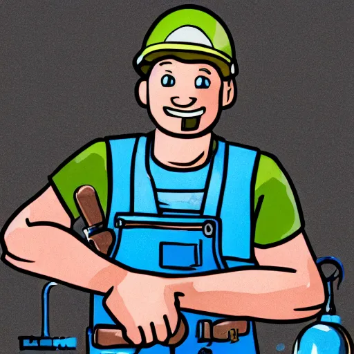 Prompt: highly detailed illustration of man plumber