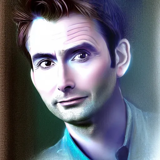 Image similar to a beautiful sublime romantic picture of a cute david tennant, digital art