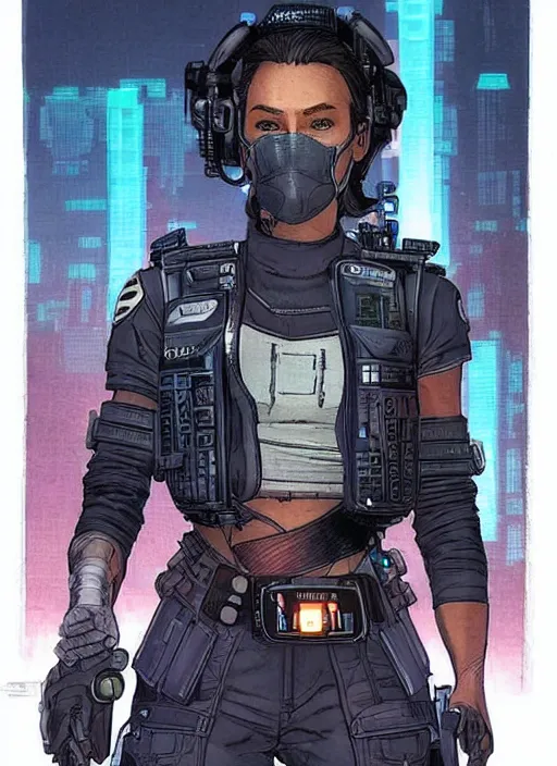 Prompt: apex legends cyberpunk police detective. concept art by james gurney and mœbius. gorgeous face.