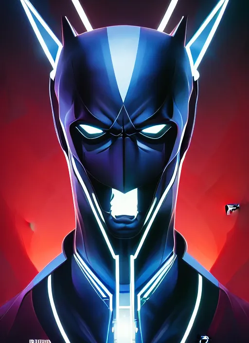 Prompt: symmetry!! portrait of batman beyond, 1 9 9 9 tv series, sci - fi, tech wear, glowing lights!! intricate, elegant, highly detailed, digital painting, artstation, concept art, smooth, sharp focus, illustration, art by artgerm and greg rutkowski and alphonse mucha