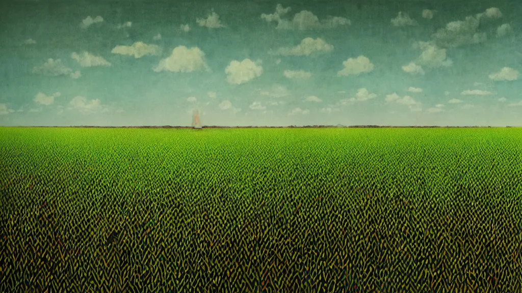 Image similar to sugar cane field, okinawa japan, a collage painting, in the style of wes anderson, lola dupre, david hockney, isolated on negative white space background dark monochrome neon fluorescent spraypaint accents volumetric octane render