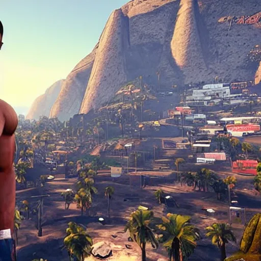 Image similar to The Rock in Grand Theft Auto 5 loading screen