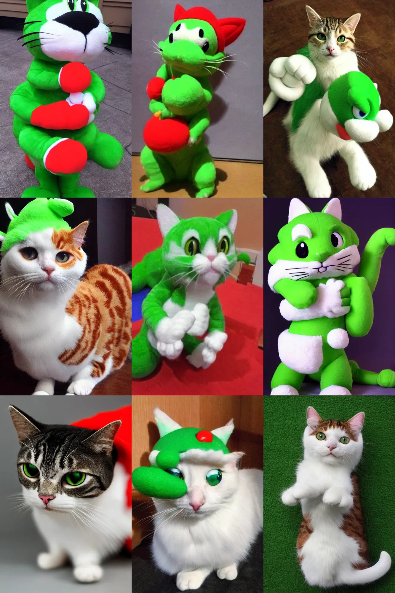 Prompt: cat as yoshi, realistic