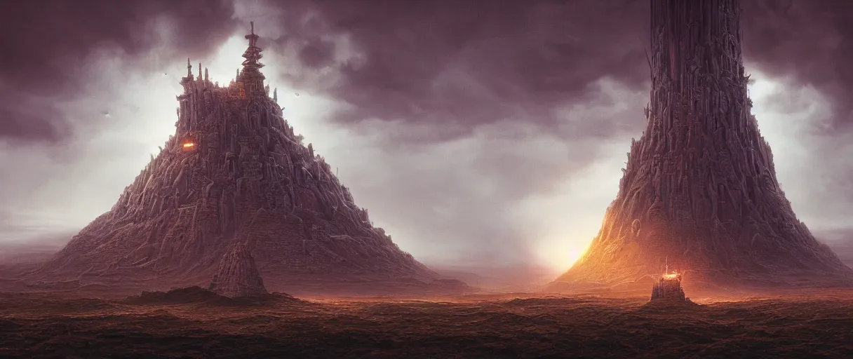 Image similar to detailed giant aliens ship over the tower of babel, beautiful dramatic moody lighting, subsurface scattering, cinematic atmosphere, by Jean Giraud, Alex Grey, Zdzislaw Beksiński, Dan Mumford, Patiphan Sottiwilaiphong, octane render, Vray, Arnold