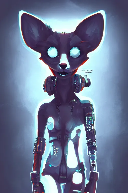 Image similar to an anthropomorphic cyberpunk fox, backlighting, trending on artstation, digital art, furry art, trending on furaffinity, fantasy art