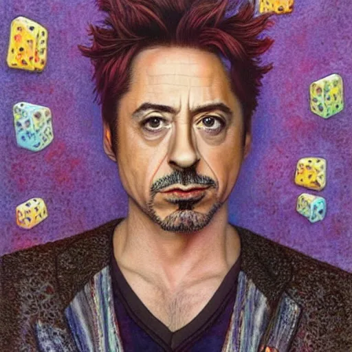 Image similar to Robert Downey JR, artwork by Daniel Merriam,